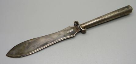 A Russian silver letter opener, marked 84, 58g, 20cm