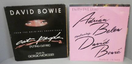 Ten David Bowie LP records and 12" singles