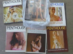 A collection of Penthouse magazines from Issue 1, March 1965 onwards and other adult magazines