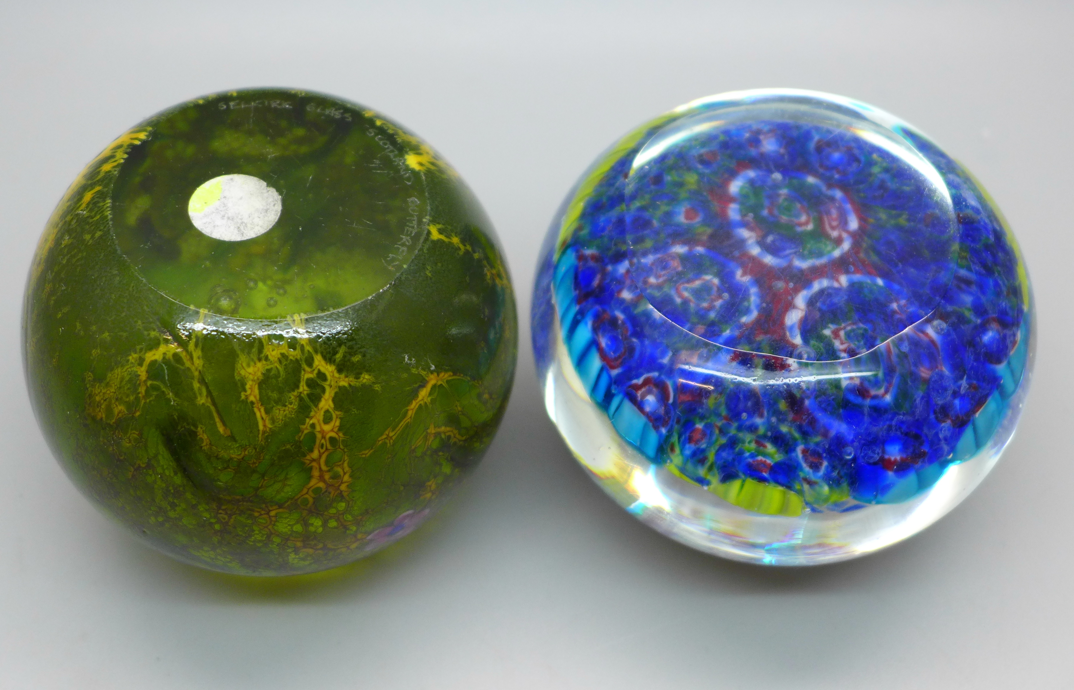 A Selkirk glass paperweight and a Millefiori glass paperweight - Image 4 of 5