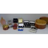 A leather collar box, sets of cufflinks etc., including a sterling silver Siam cufflink and tie