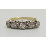 An 18ct gold, five stone diamond ring, Sheffield 1979, 0.75ct diamond weight, 4g, R