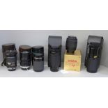 Tamron, Sigma, Minolta and other camera accessories, lenses, boxed and cased