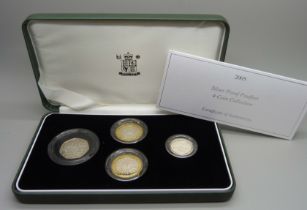 A Royal Mint 2005 Silver Proof Piedfort 4-Coin Collection, boxed