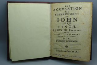 The Accusation and Impeachment of John Lord Finch, Baron of Fordwich, Lord Keeper of The Great Seale