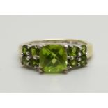 A silver gilt and green diopside ring, N