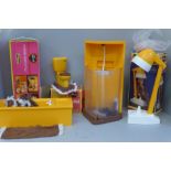 A collection of Sindy furniture, bath, toilet, shower and hairdryer, boxed