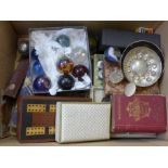 A box of vintage games, marbles and collectables