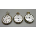 Three pocket watches including military marked GSTP 154533