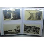 Postcards; a postcard album containing 120 black and white photographic cards