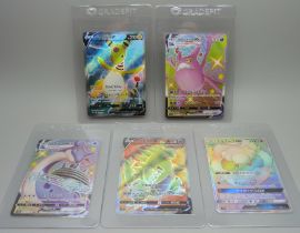 Five Japanese ultra rare Pokemon cards