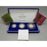 A Royal Mint 2003 Silver Proof Piedfort 3-Coin Set, boxed, with certificates