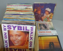 100 1980s 7" 45 rpm vinyl records, all with picture sleeves
