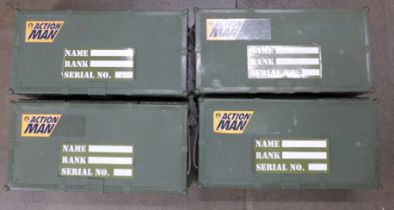 Four cased sets of modern Action Man accessories