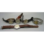 Five manual wind wristwatches, including Eterna and Avia