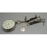 A silver cased centre seconds chronograph pocket watch, Isaac Falk, Manchester, Chester 1888, with
