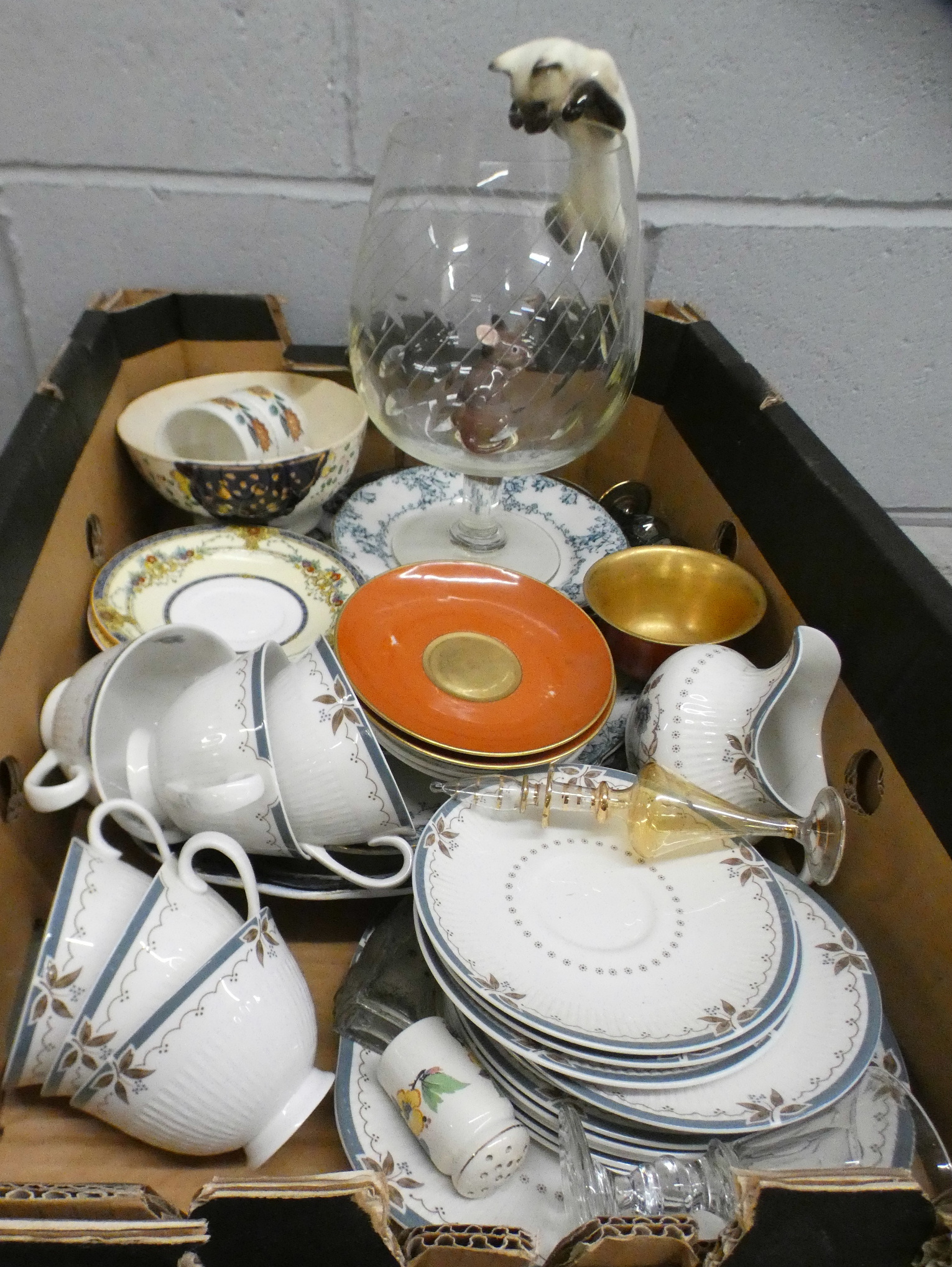 A Victorian slop bowl, a Royal Doulton Old Colony part tea set, serving plates, Damon et Delente