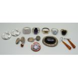A collection of silver jewellery and a pair of silver cufflinks
