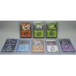Eight Japanese Prism Pokemon cards