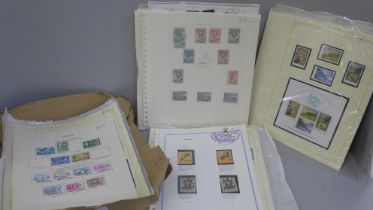Stamps; a tray of stamps on stocksheets and leaves, catalogue value of over £1,500