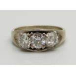 An 18ct white gold diamond trilogy ring, approximately 1.35ct diamond weight, marked 750, 5.2g, N,