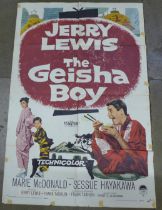 Three film posters; Invasion Quartet, starring Bill Travers and Spike Milligan, The Geisha Boy