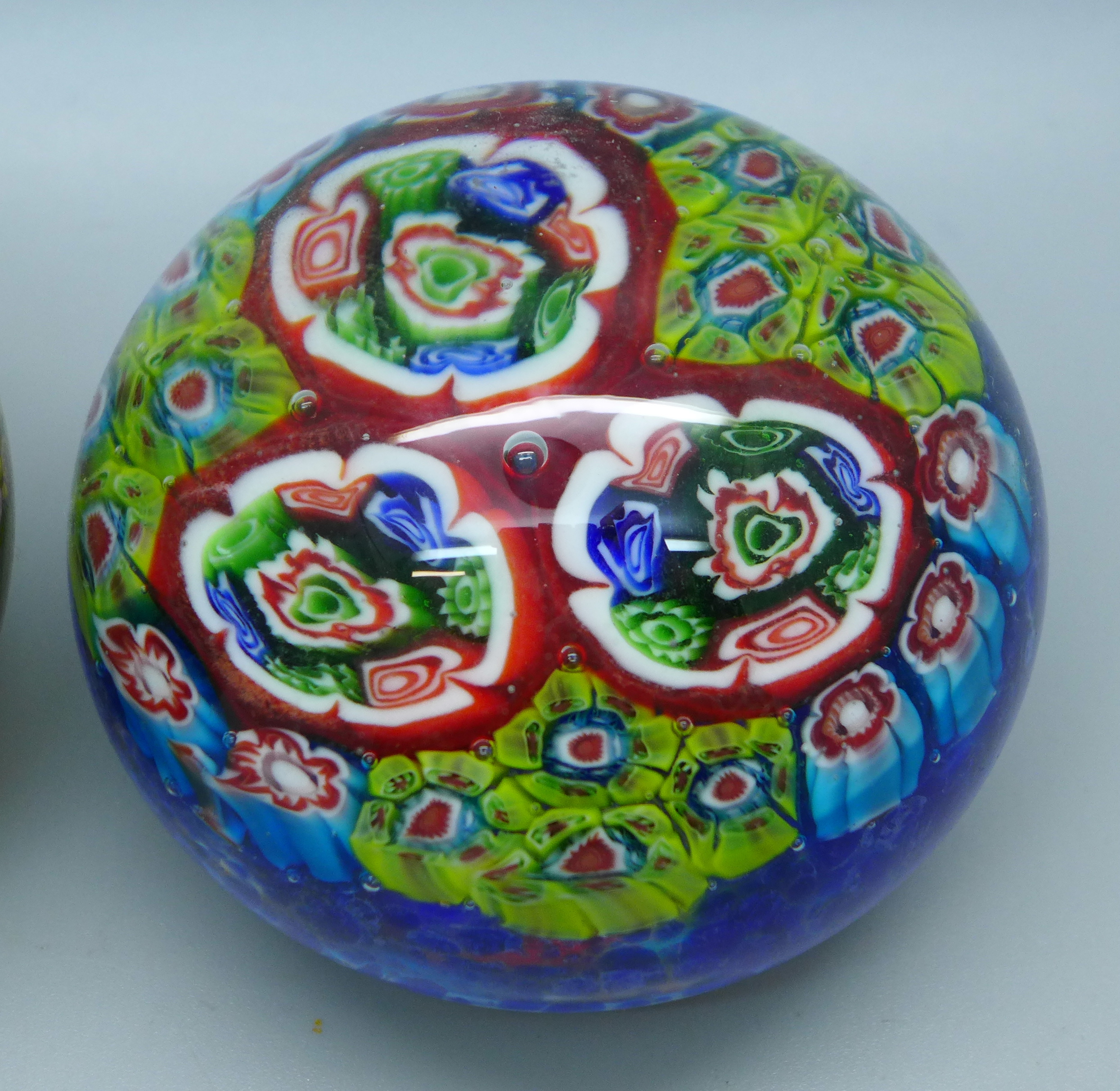 A Selkirk glass paperweight and a Millefiori glass paperweight - Image 2 of 5