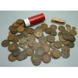 a collection of copper pennies and half-pennies, (1,916g)