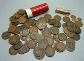 a collection of copper pennies and half-pennies, (1,916g)