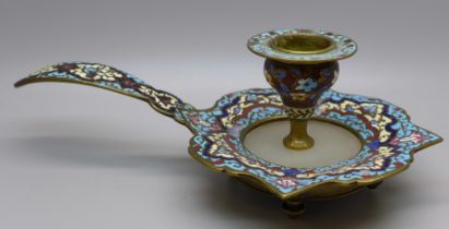 A French Cloisonne chamber stick