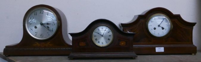 Three early 20th Century inlaid mahogany mantel clocks