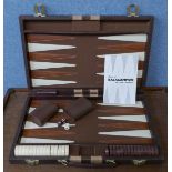 A cased backgammon set