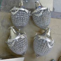 A set of four French Empire style pear shaped chandeliers