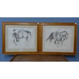 A pair of signed L. Kieman limited edition prints of horses, framed