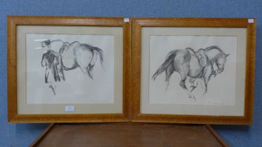 A pair of signed L. Kieman limited edition prints of horses, framed