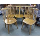 A set of five Scandinavian beech kitchen chairs