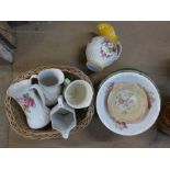 Assorted porcelain wash bowls and jugs