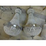 A pair of French Empire style bag shaped chandeliers