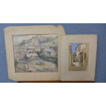 Cornish School, two views of St. Ives, watercolours, both unframed