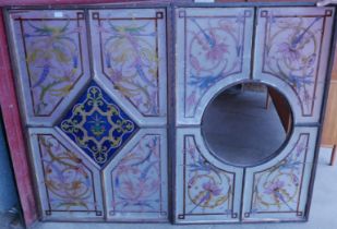Two Victorian glazed and etched panels