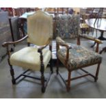 Two early 20th Century oak elbow chairs