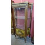 A French Louis XV style mahogany, gilt metal mounted and marble topped Vernis Martin vitrine