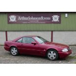 A 1998 Mercedes SL320 cabriolet car with 3.2 litre petrol engine and automatic transmission. 98,