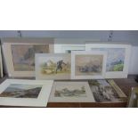 Nine 19th/early 20th Century landscape watercolours, all unframed