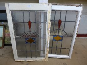 A pair of Art Deco stained glass windows