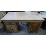 An Edward VII oak pedestal desk