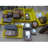 Five boxes of assorted mantel clocks