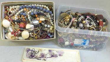 Two boxes of costume jewellery