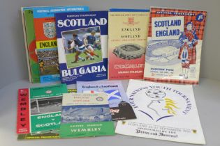 Football memorabilia; Scotland National teams home and away programmes (schoolboy to full