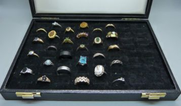 A ring tray/box with twenty-seven costume rings